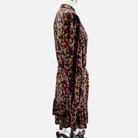 Lauren Ralph Lauren Floral Stretch Jersey Surplice Button Down Long Sleeve Dress - Picture 3 of 12